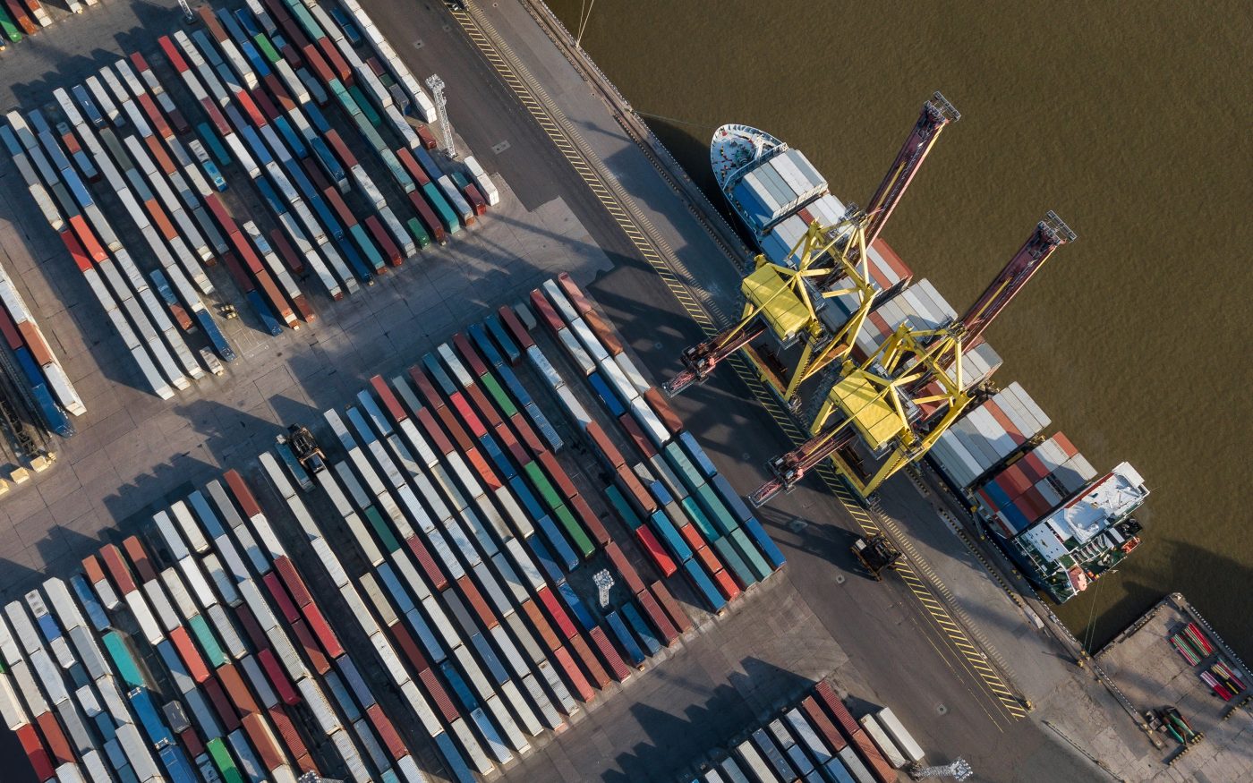 A container port seen from above