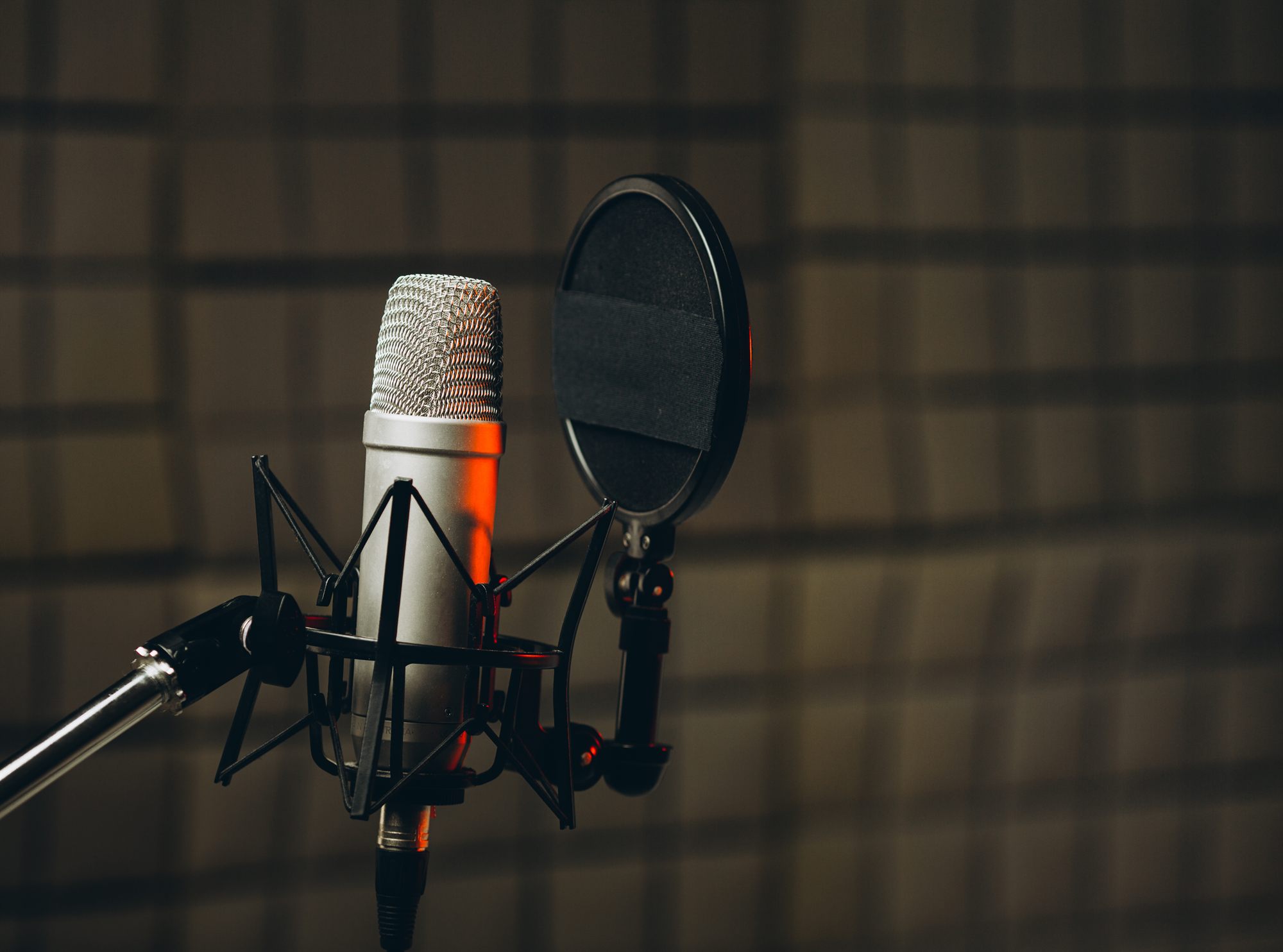 A studio microphone, close